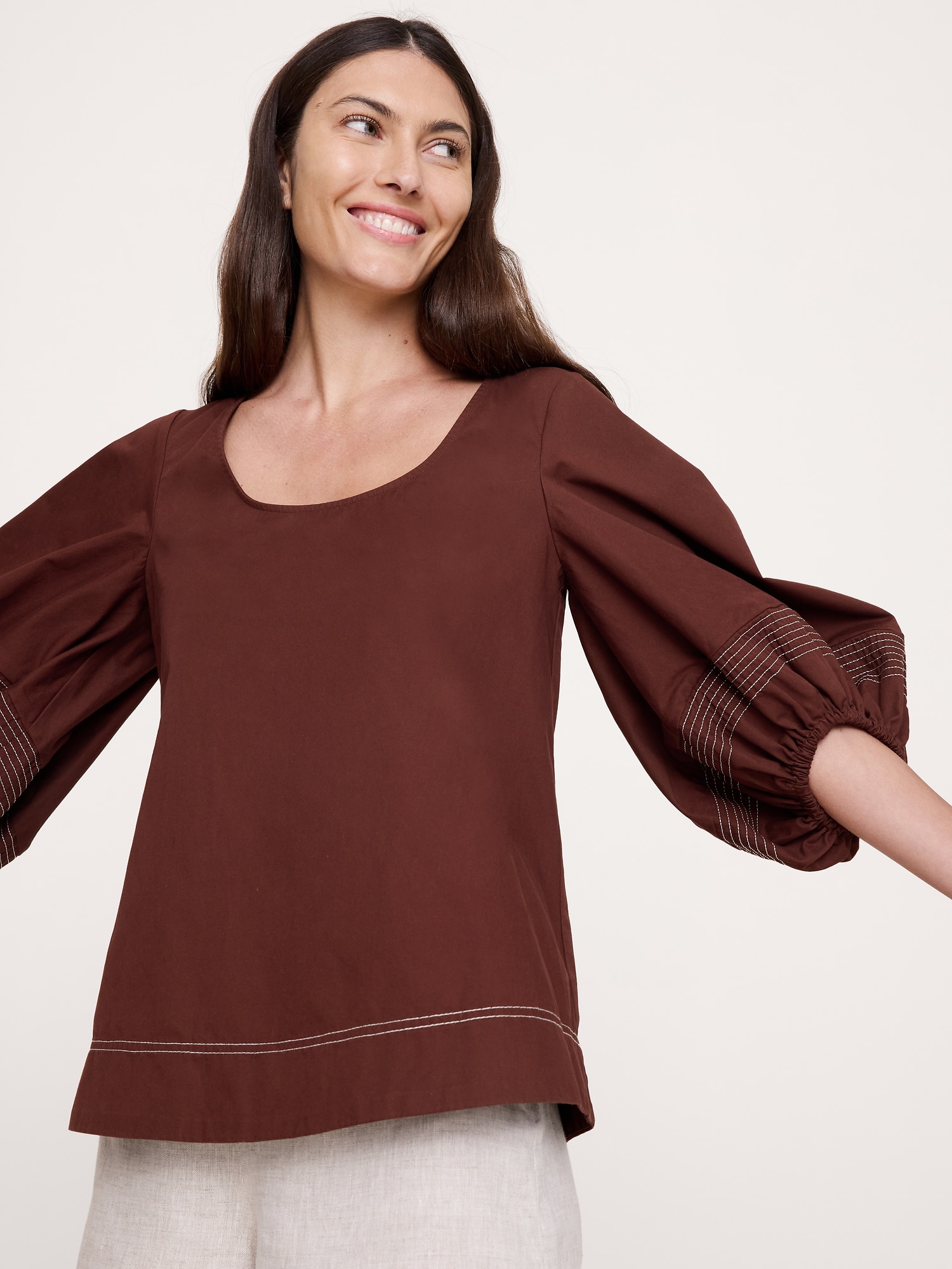 Image number 4 showing, Cotton Scoop-Back Top