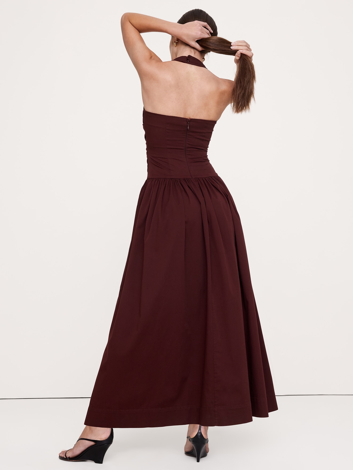 Image number 6 showing, Stretch-Cotton Halter Maxi Dress