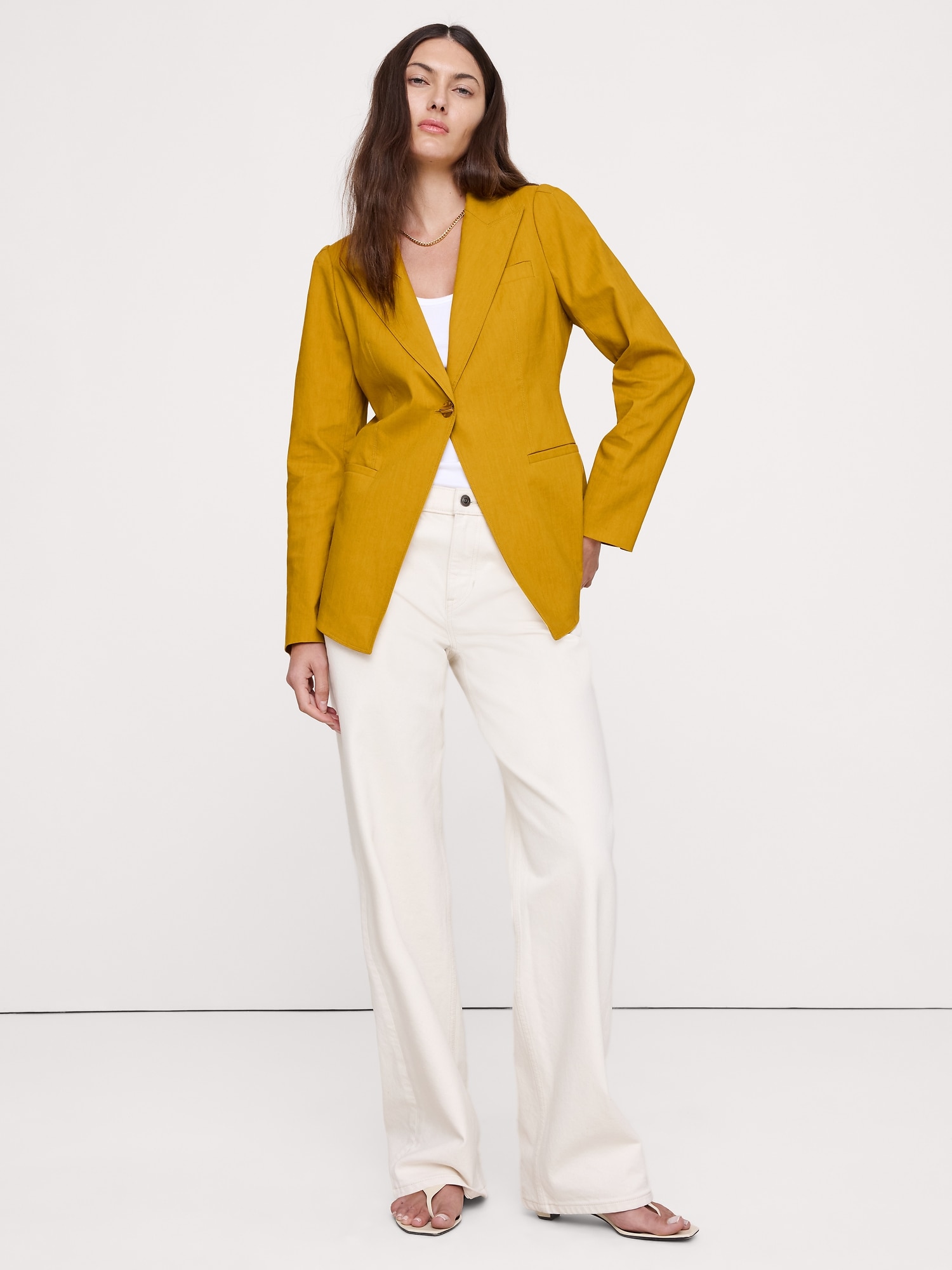 Image number 1 showing, Stretch Linen-Viscose Long Blazer