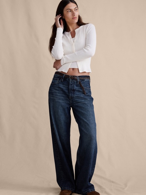JEAN DROIT AMPLE À TAILLE MI-BASSE EN TISSU LÉGER