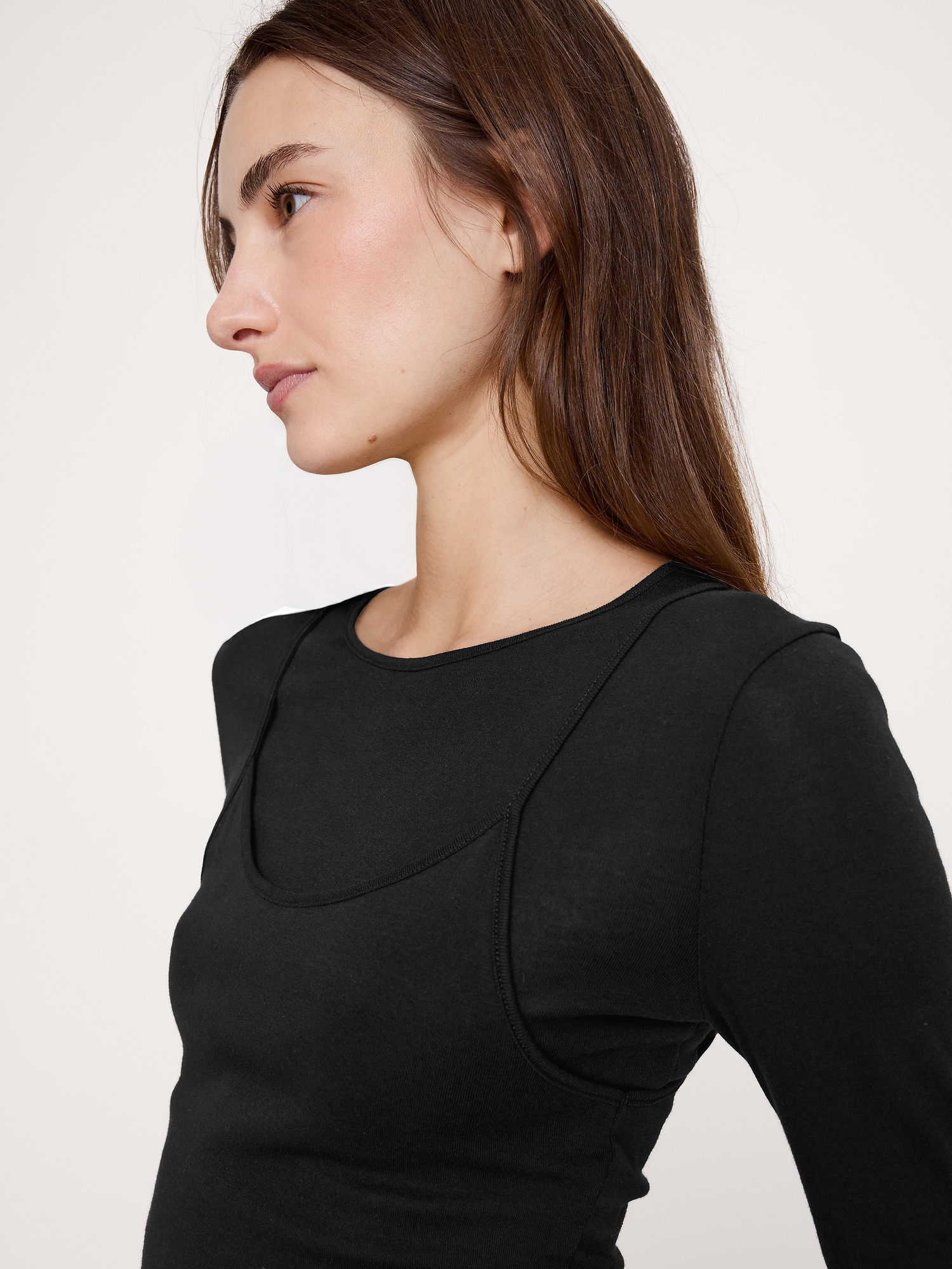 L'image numéro 3 présente T-shirt à manches longues en coton léger double épaisseur