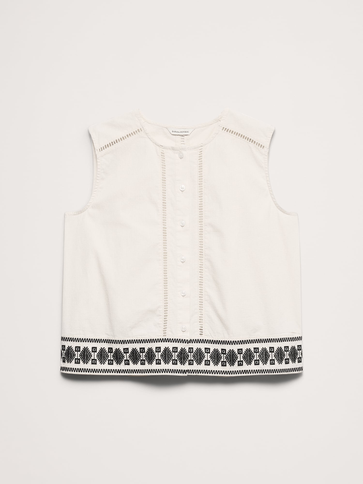 Image number 4 showing, Embroidered Stretch-Cotton Tank