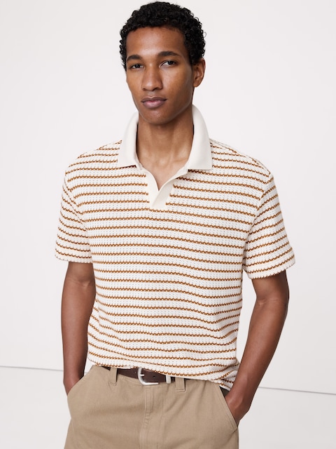 HAUT À RAYURES À COL POLO TRICOTEUSE