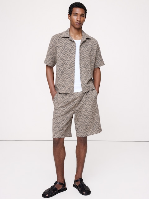 SHORT À TAILLE EXTENSIBLE EN JACQUARD