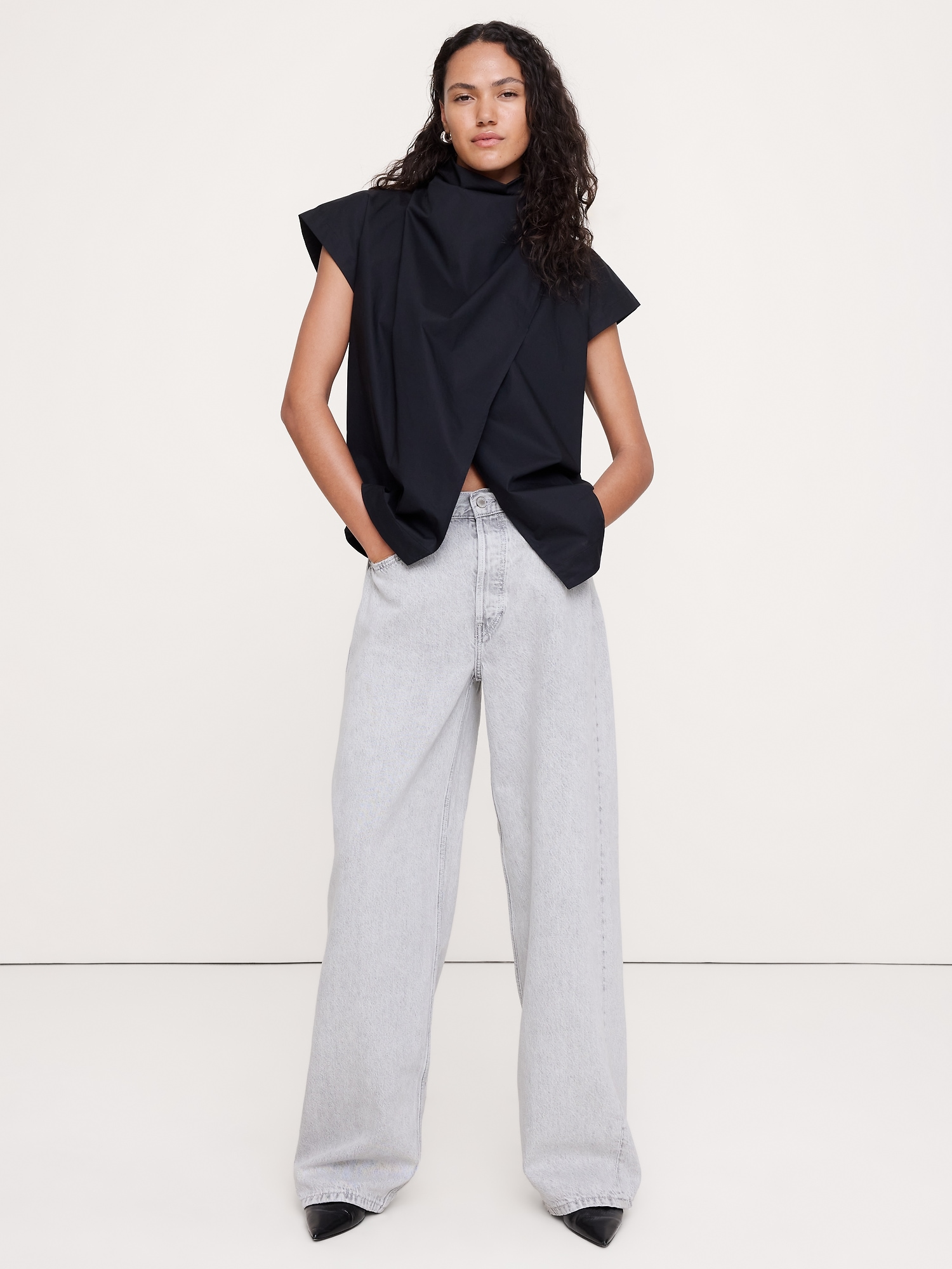 L'image numéro 1 présente Tunique à col cagoule en popeline de coton