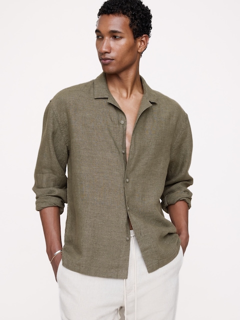 CHEMISE DE VACANCES DÉCONTRACTÉE À MANCHES LONGUES EN LIN