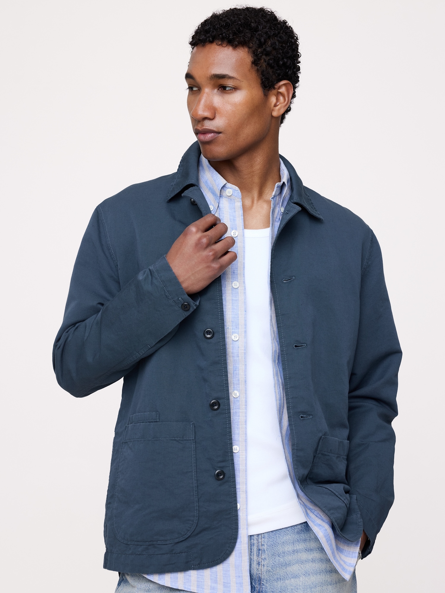 Image number 1 showing, Italian Linen-Cotton Shirt Jacket