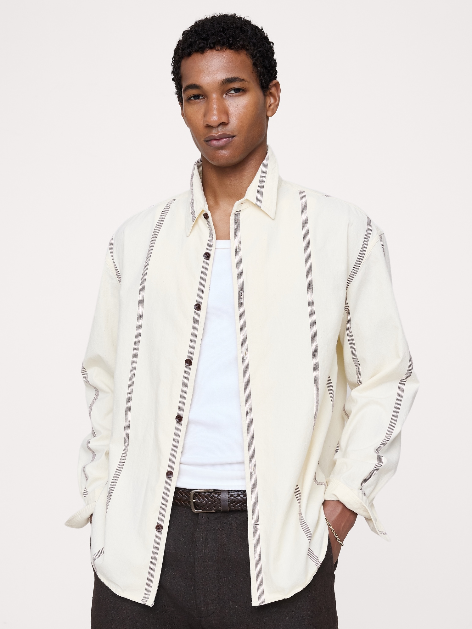 Image number 1 showing, Relaxed-Fit Cotton-Linen Neps Shirt