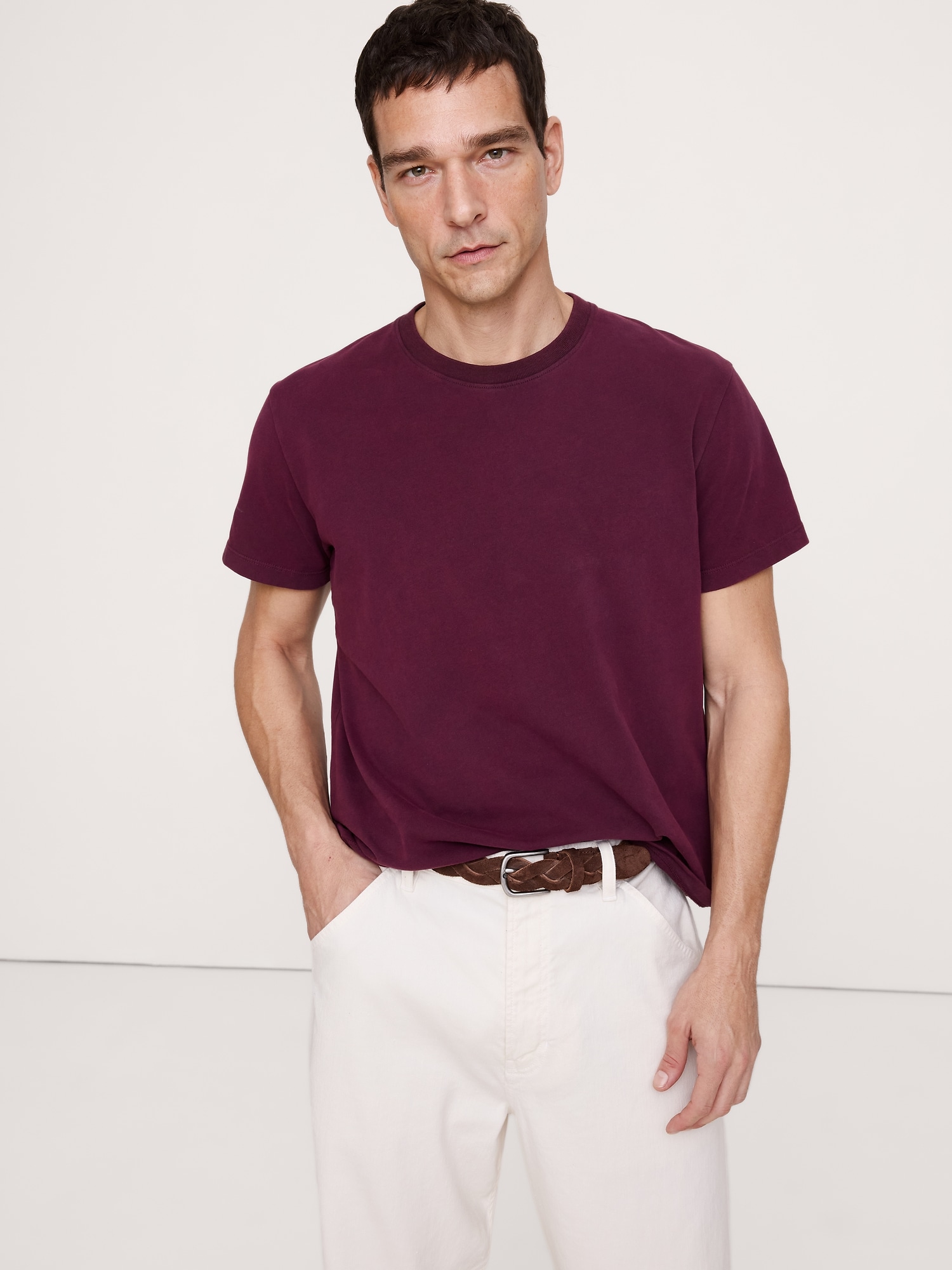 L'image numéro 1 présente T-shirt ras du cou en coton suédé