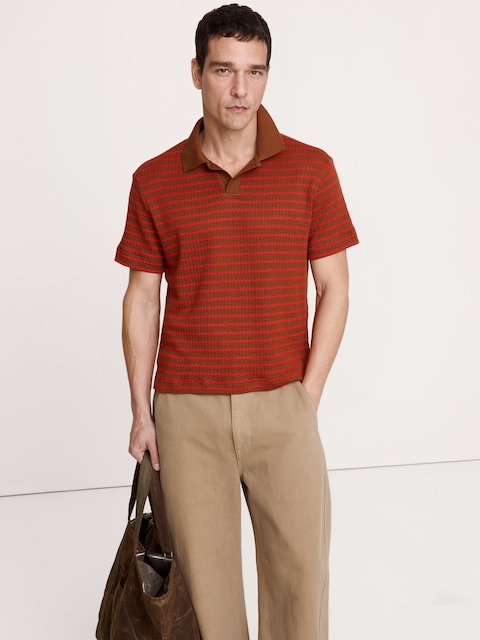 HAUT À RAYURES À COL POLO TRICOTEUSE