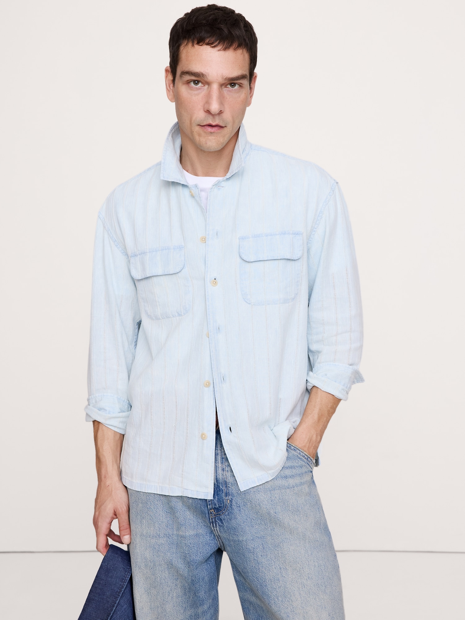 Image number 1 showing, Relaxed-Fit Denim Long-Sleeve Resort Shirt