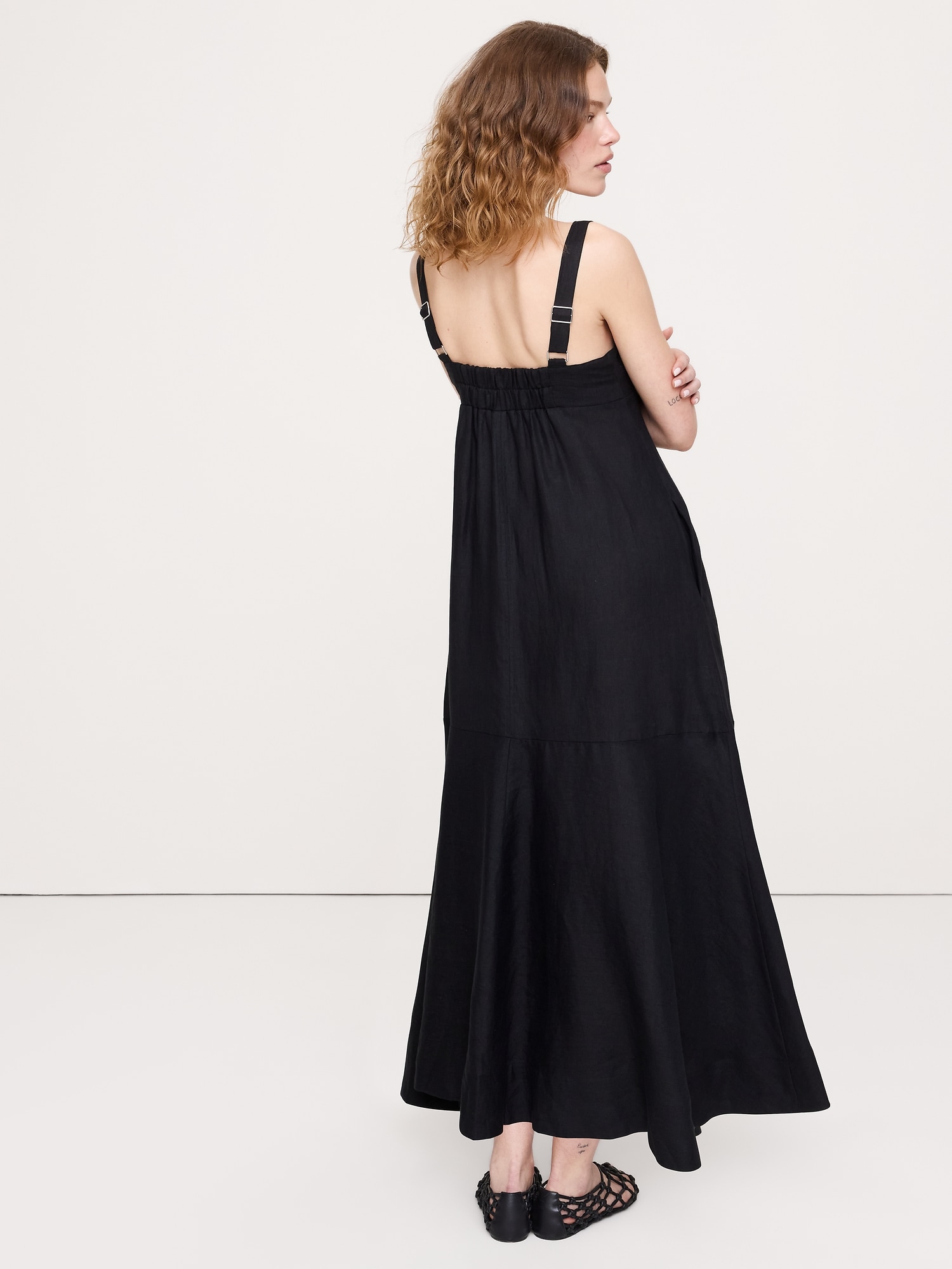 Image number 3 showing, Linen Empire-Waist Maxi Dress