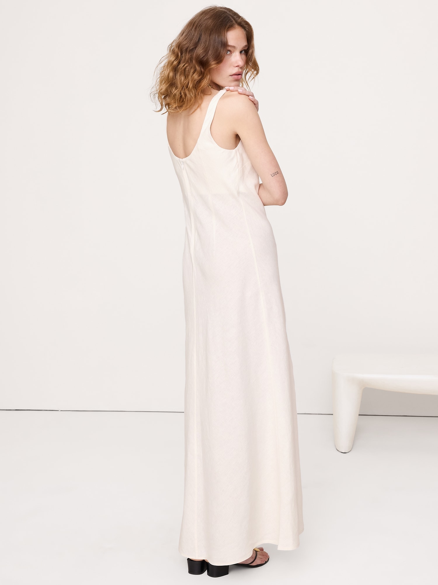 Image number 2 showing, Linen Bias-Cut Maxi Dress