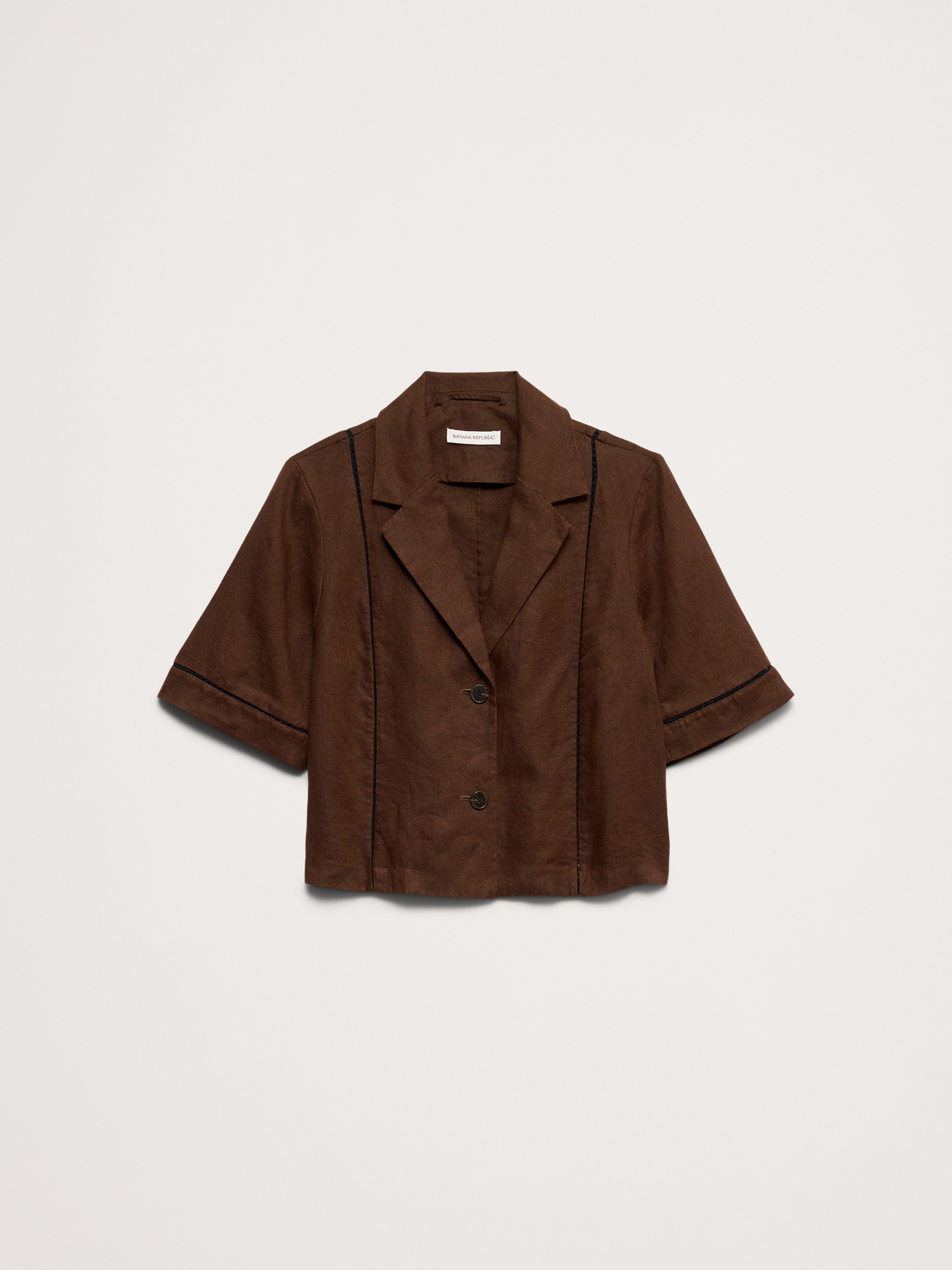 Image number 5 showing, Linen Short-Sleeve Blazer Top