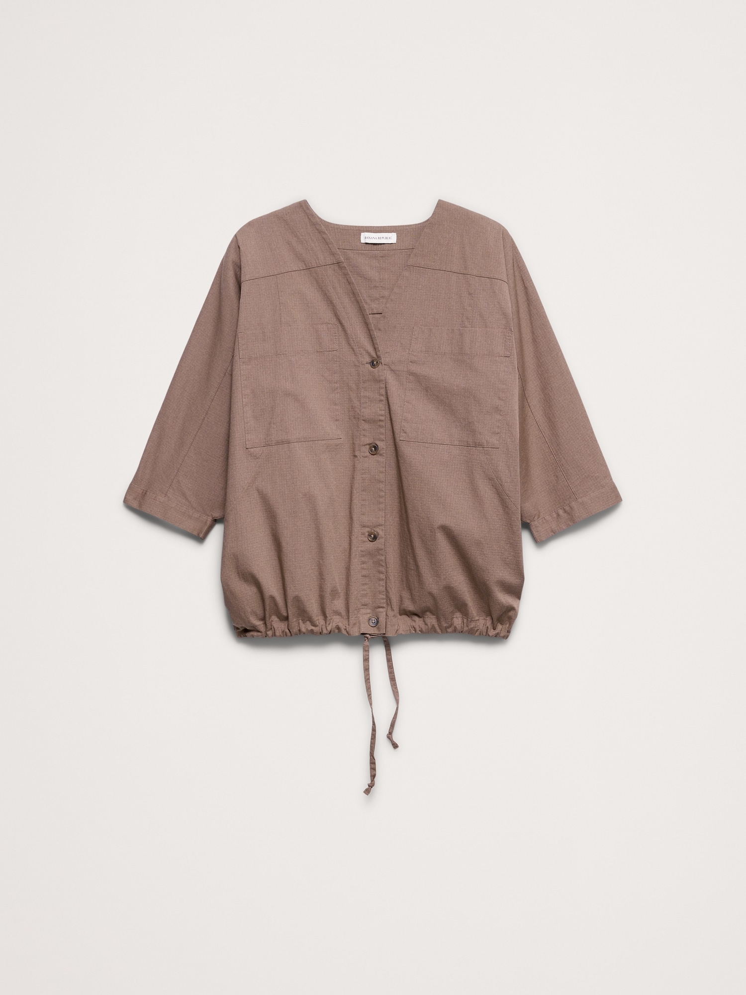 Image number 5 showing, Stretch-Cotton Drawstring-Hem Top