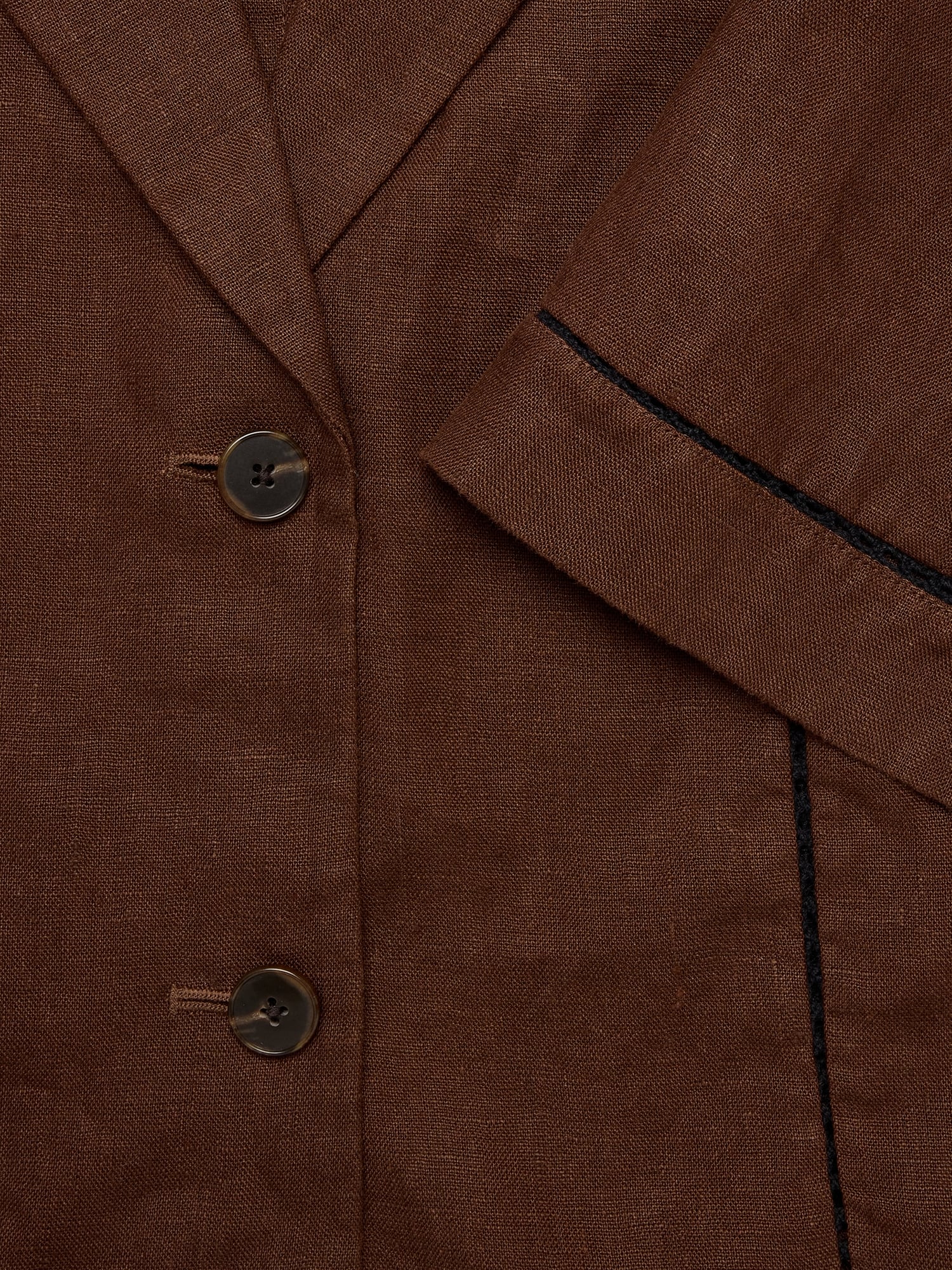 Linen Short-Sleeve Blazer Top