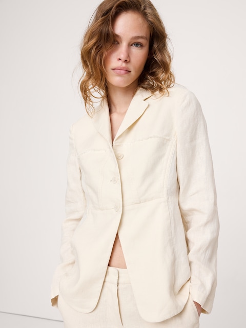 BLAZER EN LIN À FRANGES