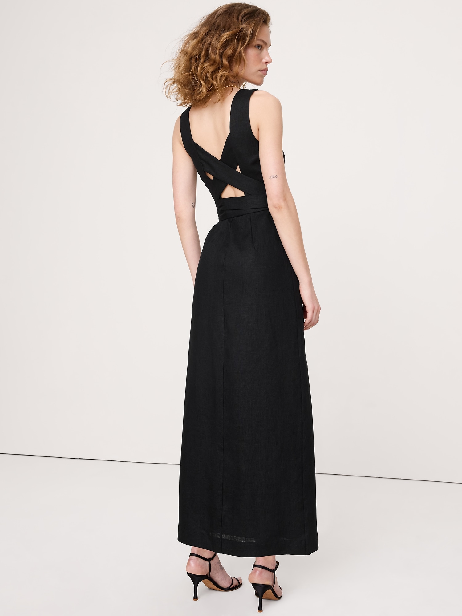 Image number 3 showing, Linen Crossback Maxi Dress