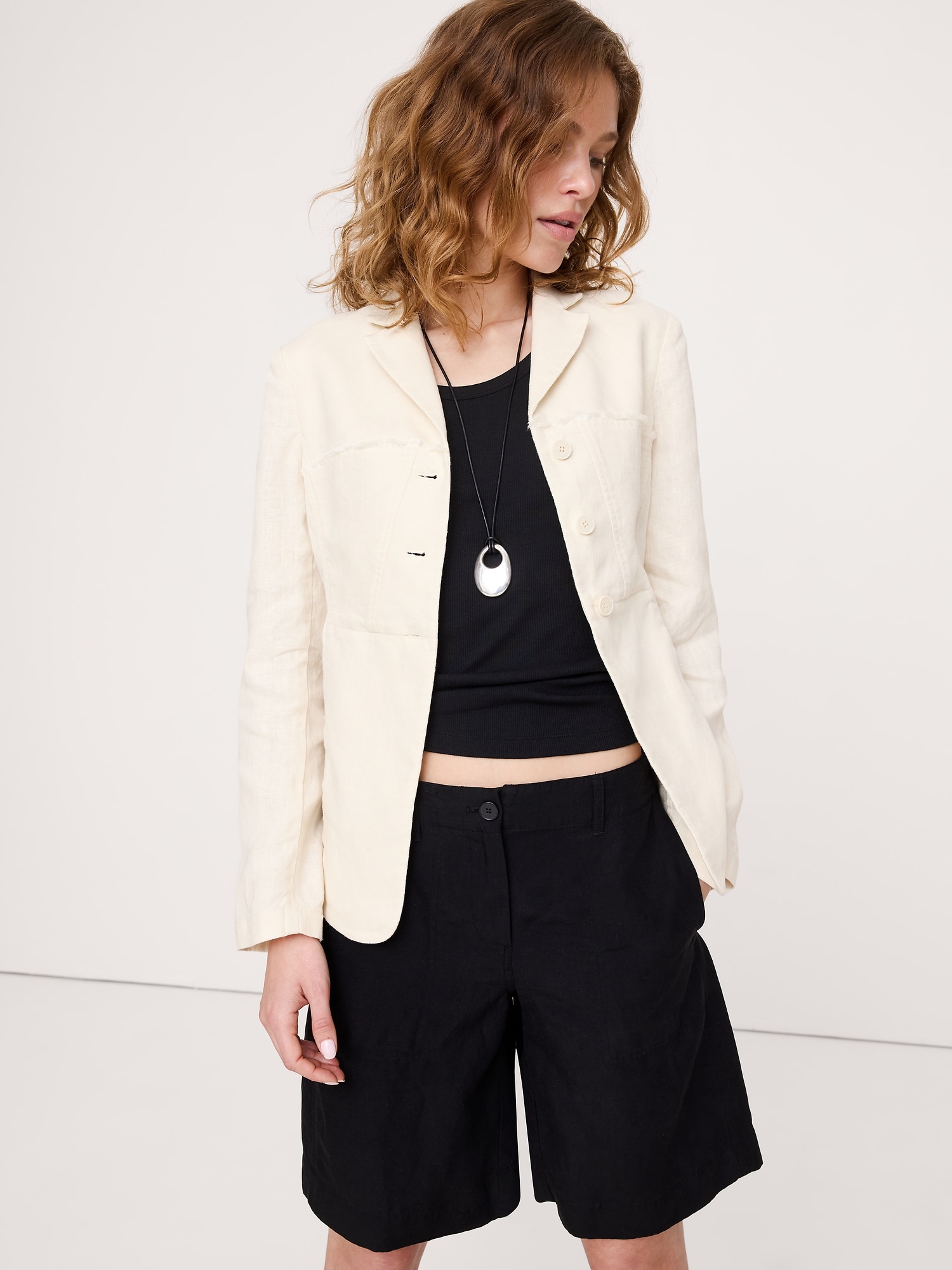 Image number 4 showing, Fringe Linen Blazer