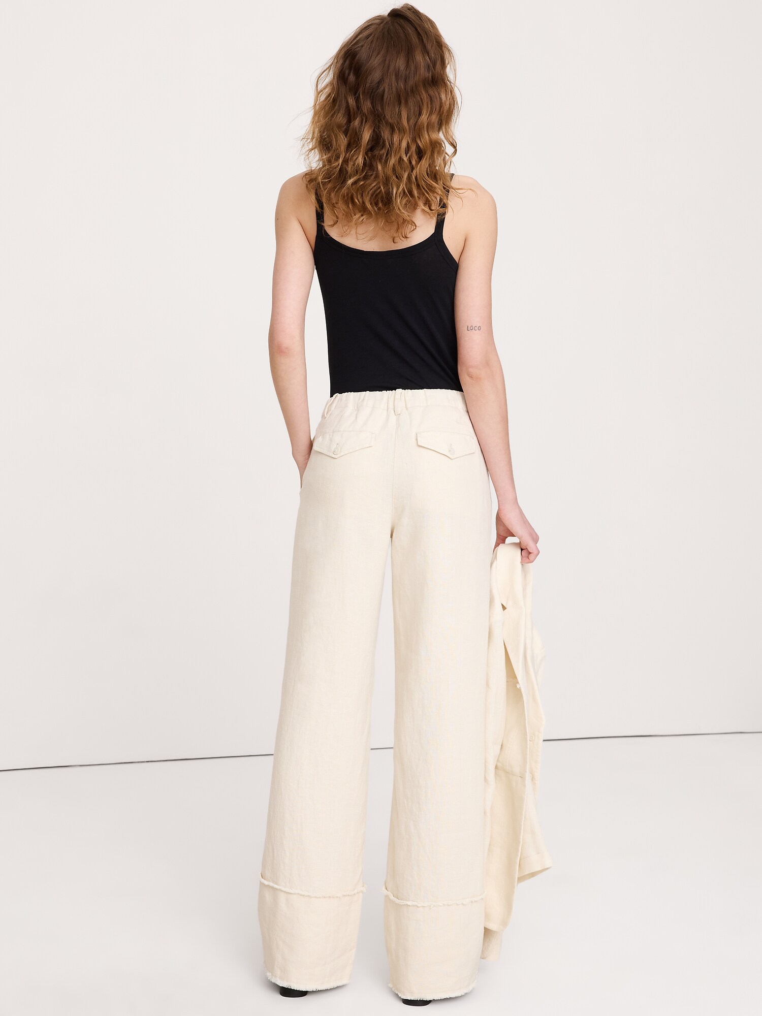 Image number 7 showing, The Everyday Wide-Leg Pant in Fringe-Hem Linen