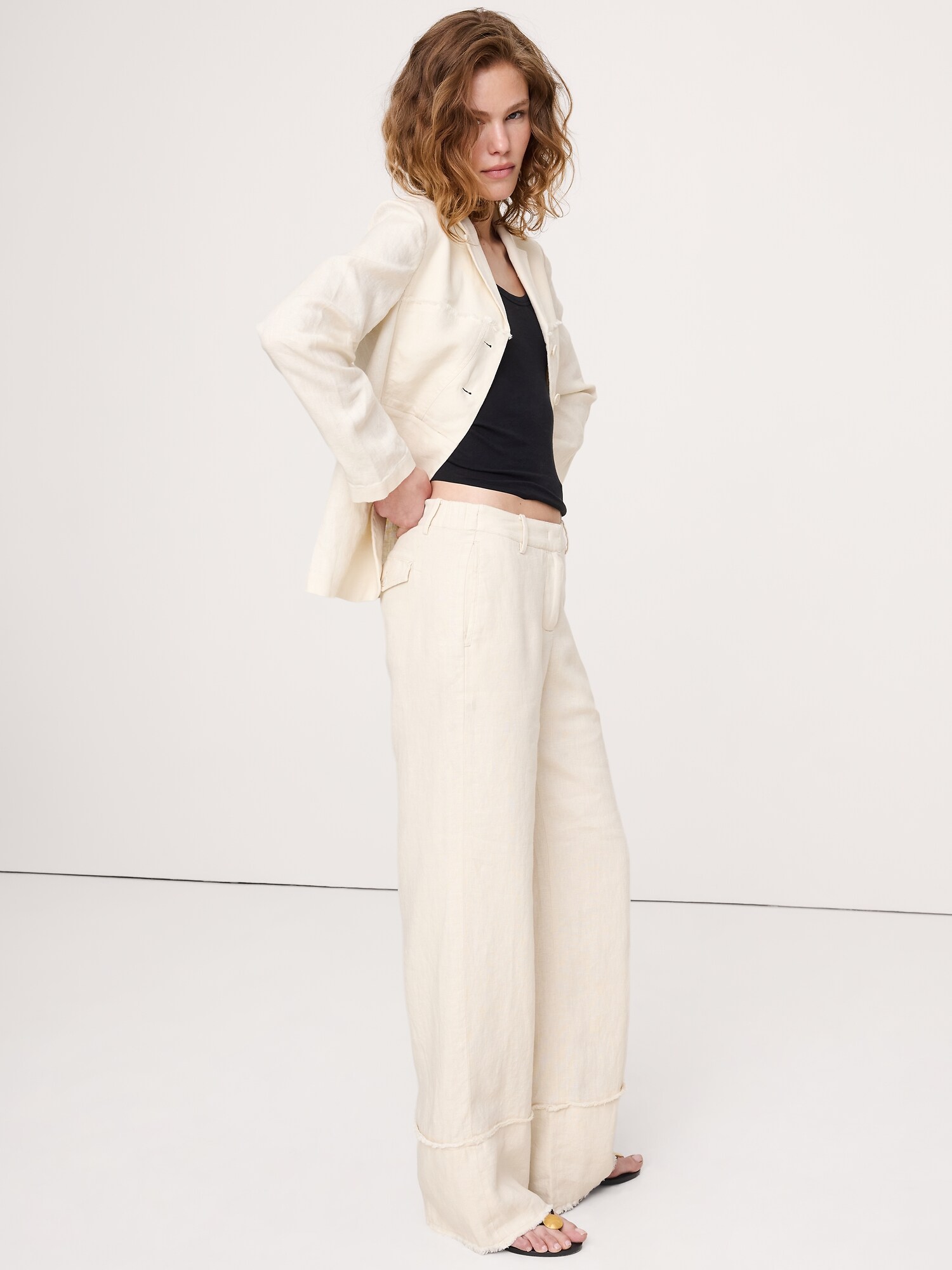 Image number 8 showing, The Everyday Wide-Leg Pant in Fringe-Hem Linen