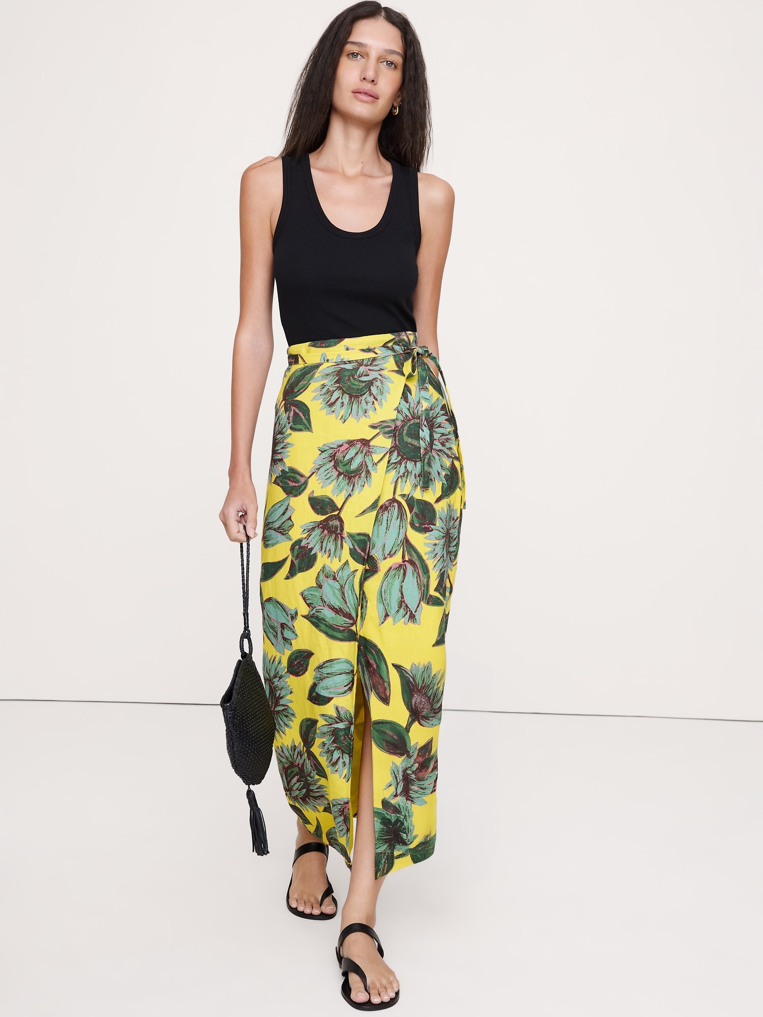 Image number 1 showing, Linen Wrap Maxi Skirt