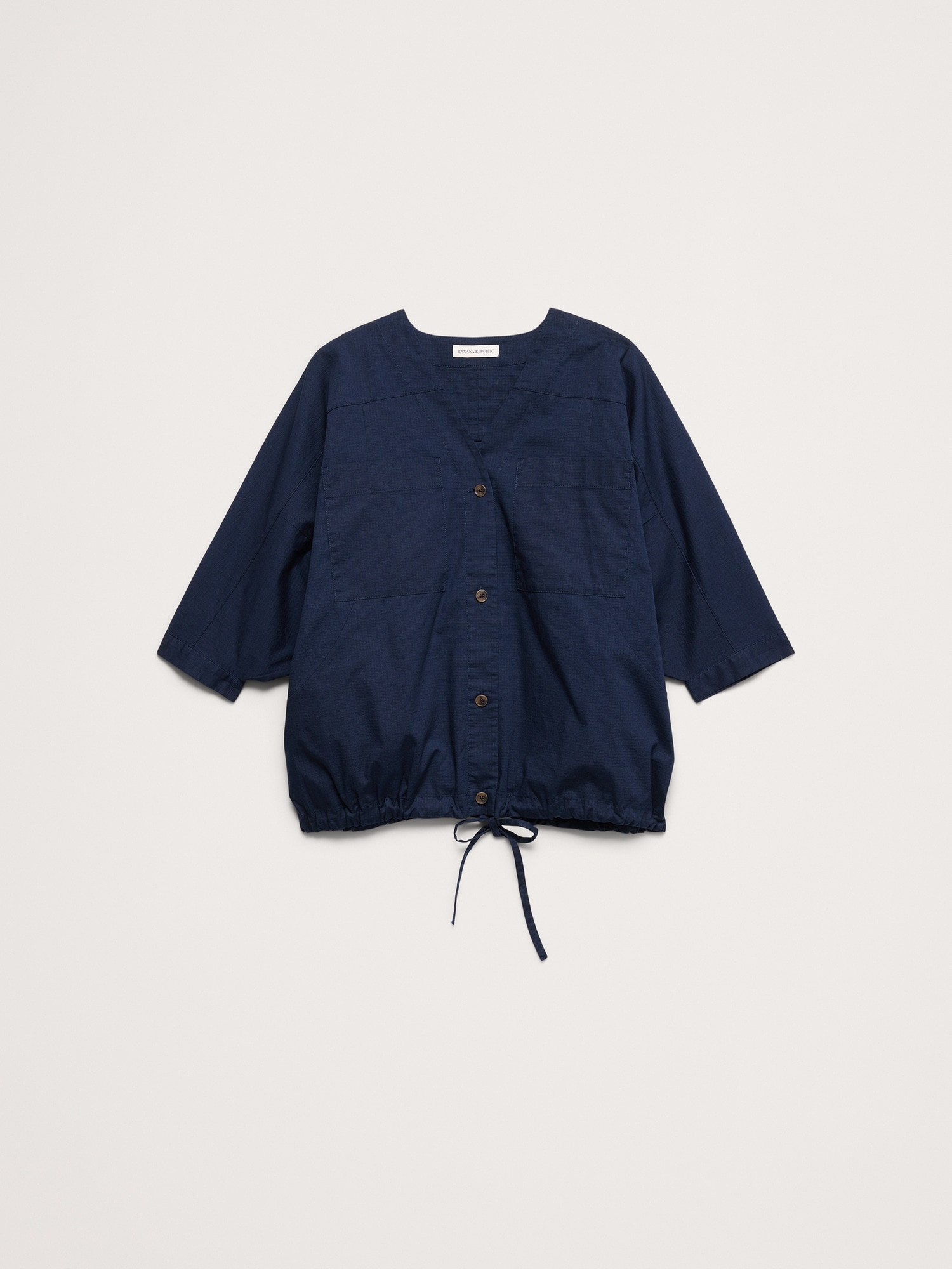 Image number 8 showing, Stretch-Cotton Drawstring-Hem Top