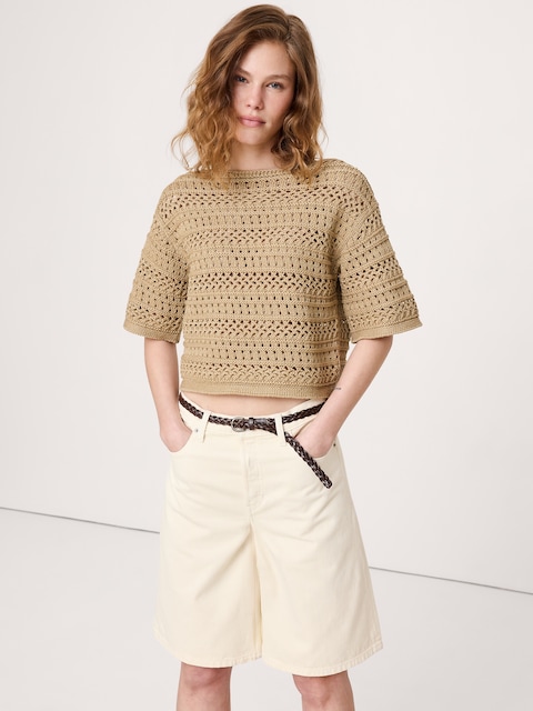 T-SHIRT EN TRICOT DE COTON LITTORAL CROCHETÉ
