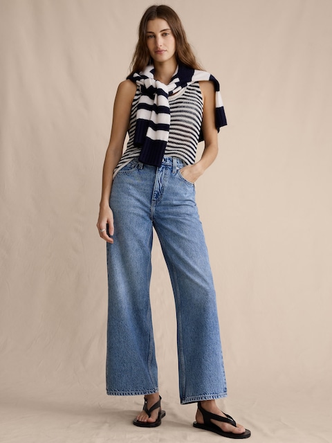 LE CÉLÈBRE JEAN CLASSIQUE À JAMBE LARGE LONGUEUR 3/4