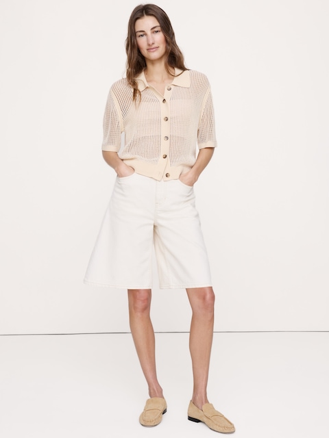 CARDIGAN POLO À MAILLES