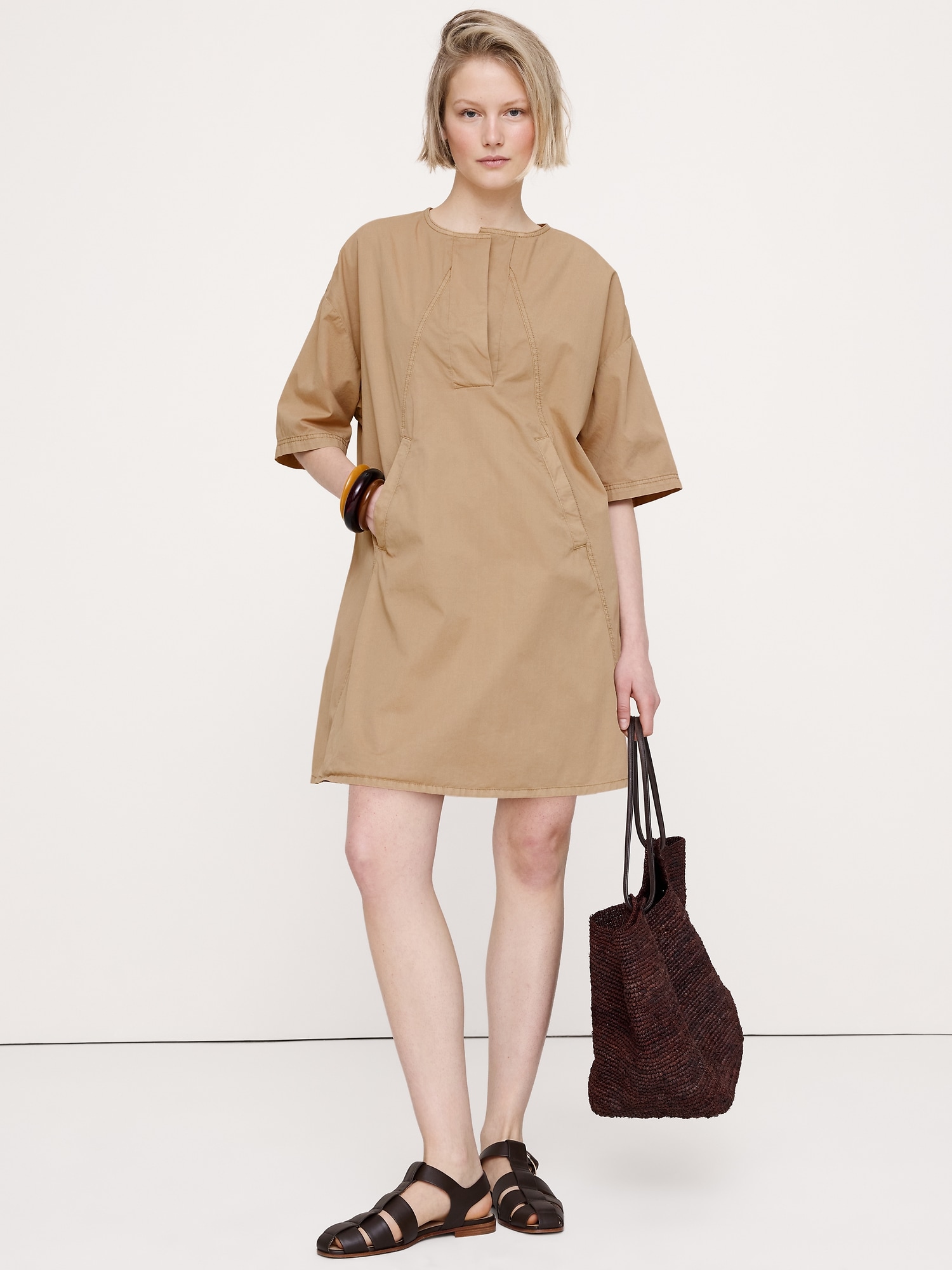 Image number 1 showing, Cotton-Twill Pocket Mini Dress