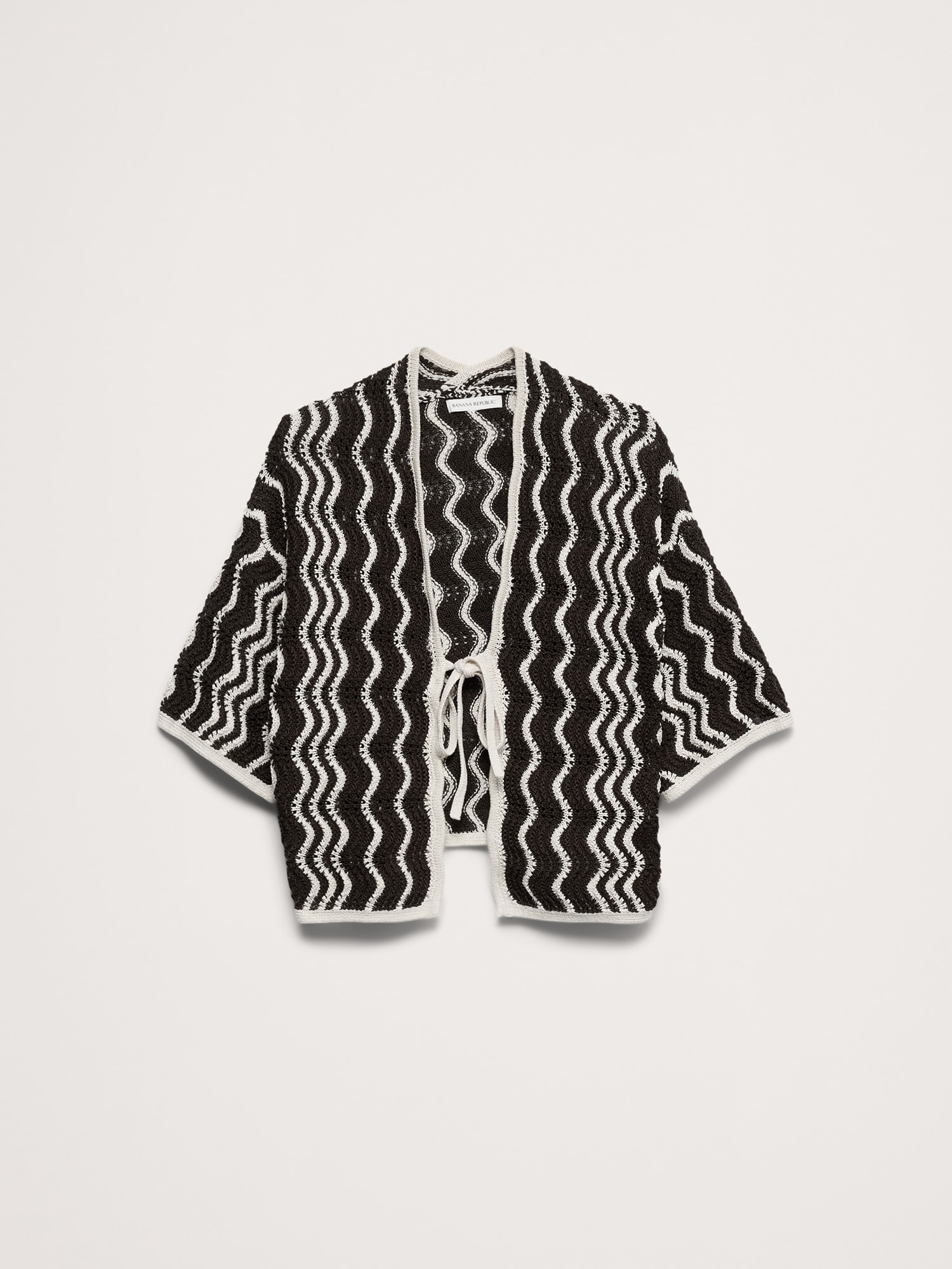 L'image numéro 4 présente Cardigan festonné en coton rayé noué sur le devant