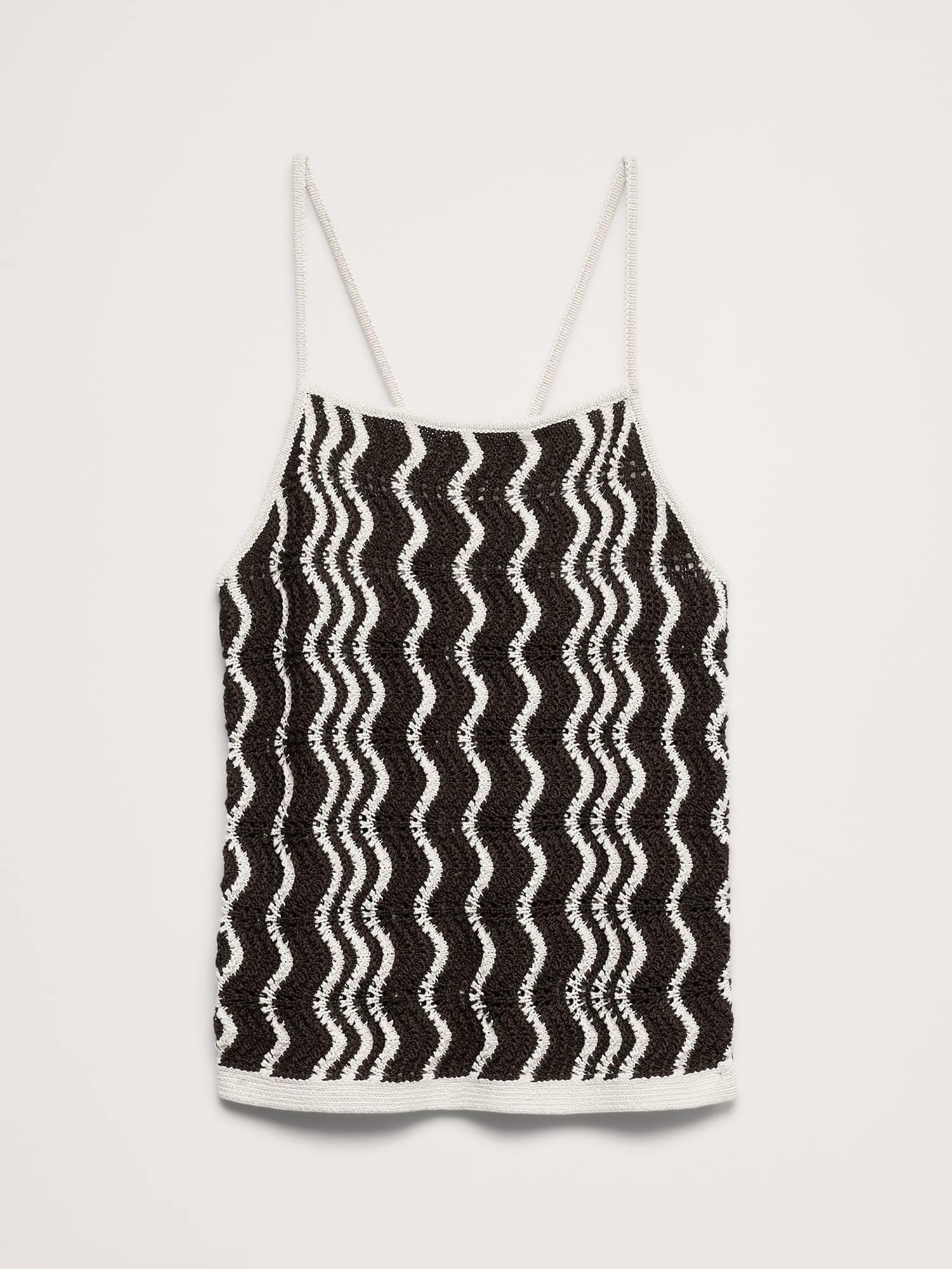 L'image numéro 4 présente Camisole festonnée nouée au dos en coton rayé