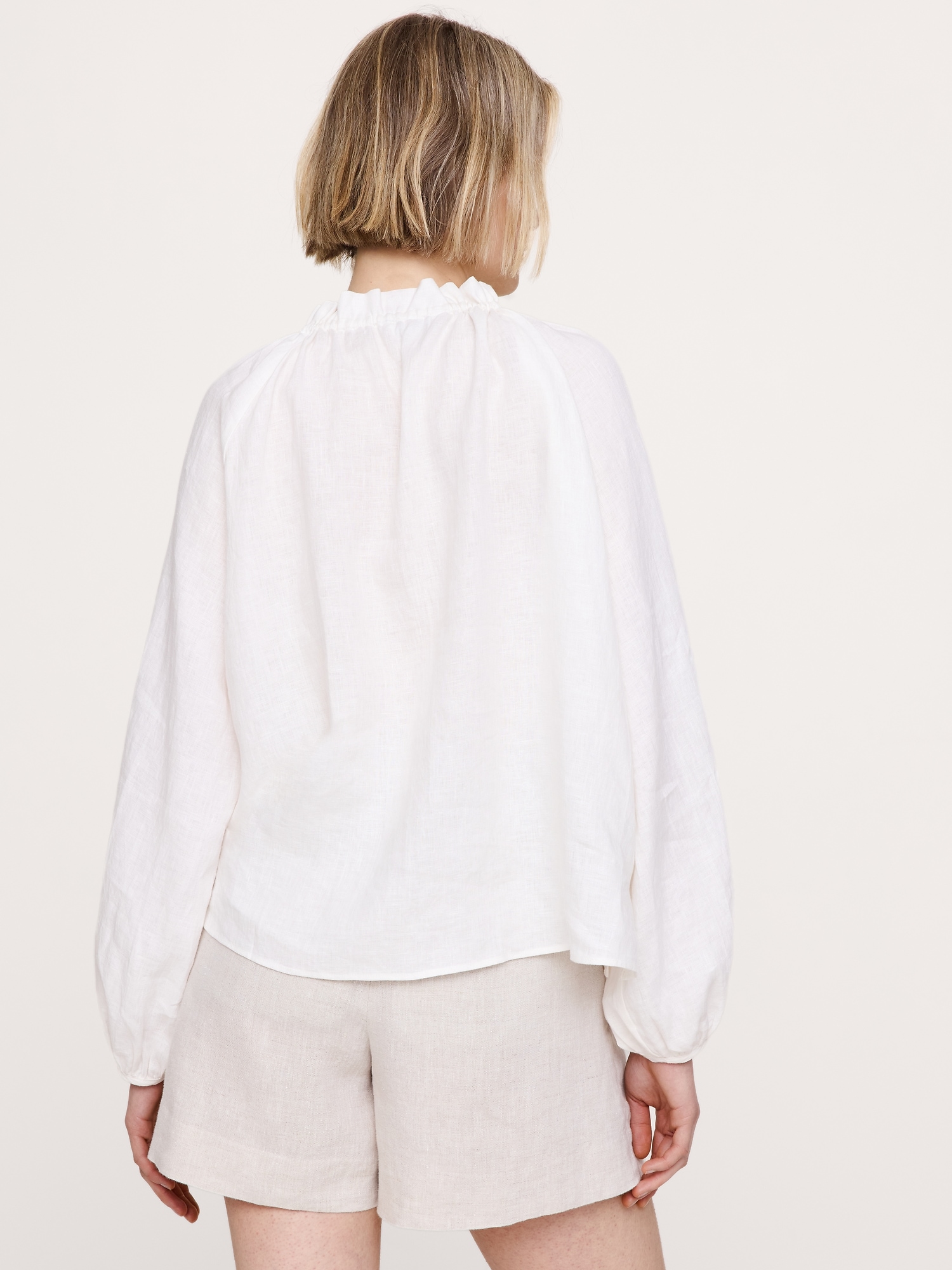 Image number 5 showing, Linen Ruffle-Neck Top