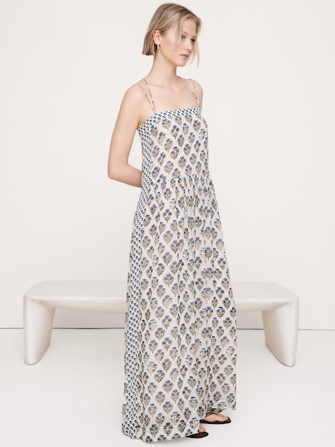 ROBE LONGUE À BRETELLES EN CRÊPE GEORGETTE