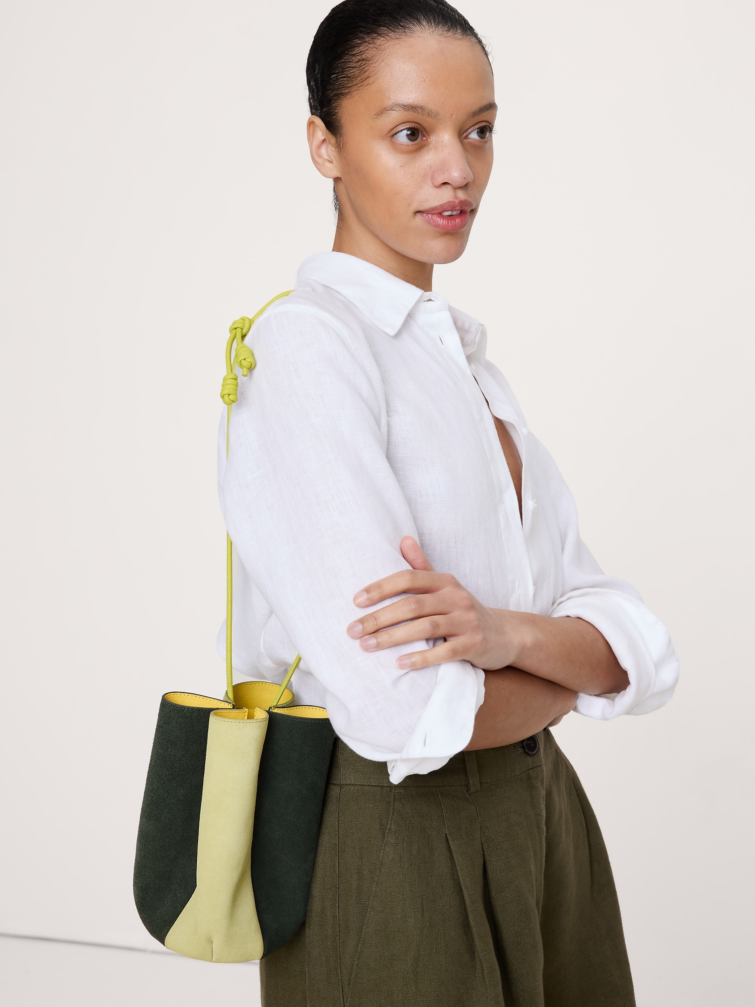 Color-block Suede Tulip Bag | Banana Republic