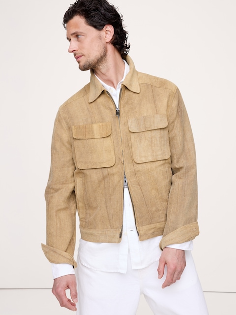 BLOUSON D'AVIATEUR EN RAMIE DE COTON