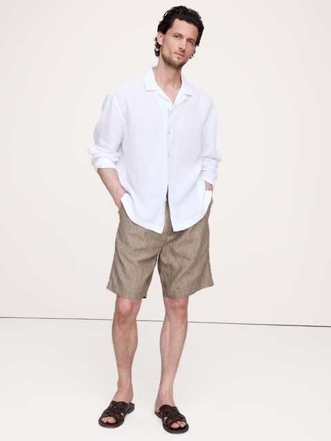 CHEMISE DE VACANCES DÉCONTRACTÉE À MANCHES LONGUES EN LIN