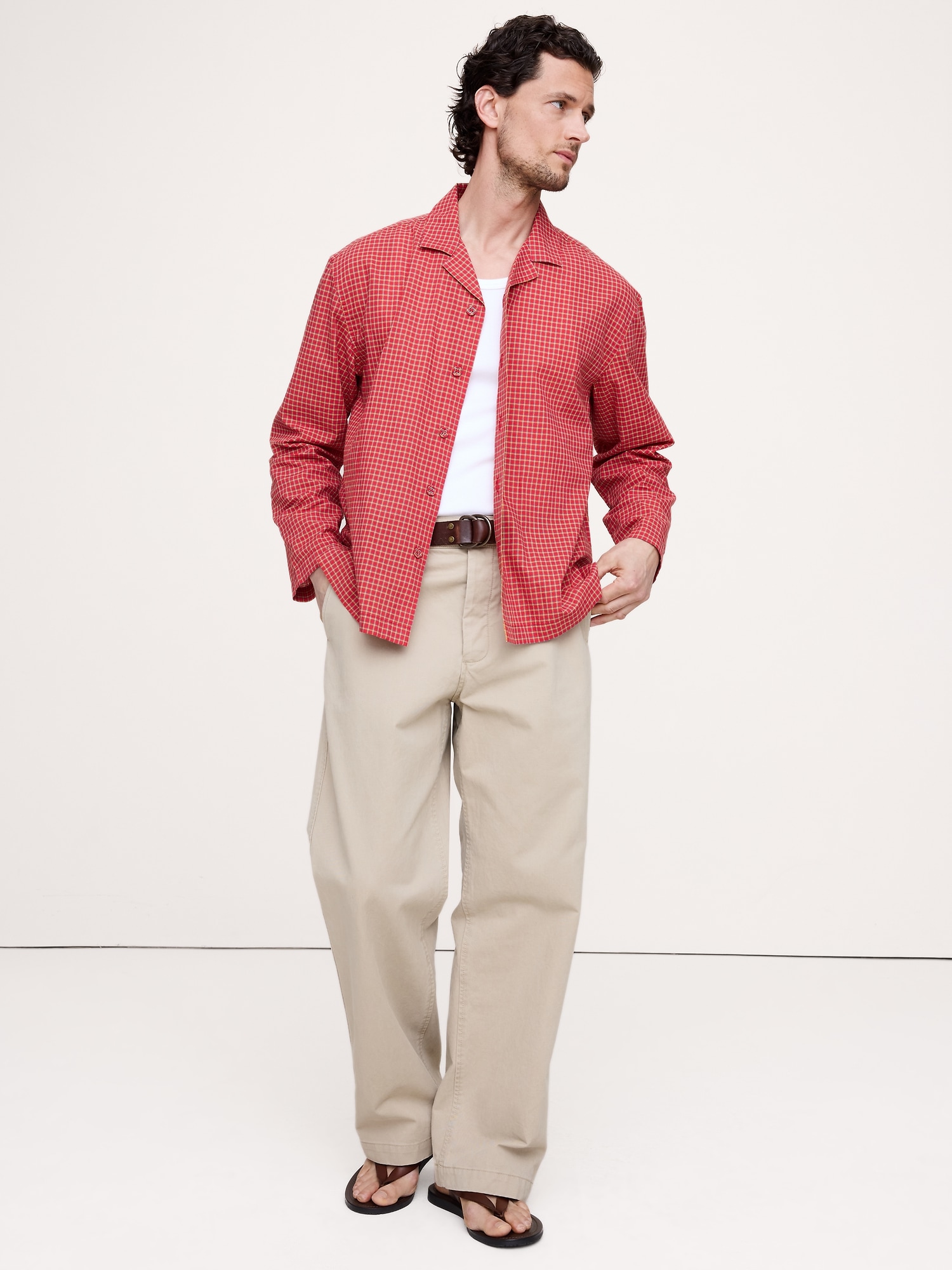 Image number 1 showing, Relaxed-Fit Lightweight Cotton Long-Sleeve Resort Shirt