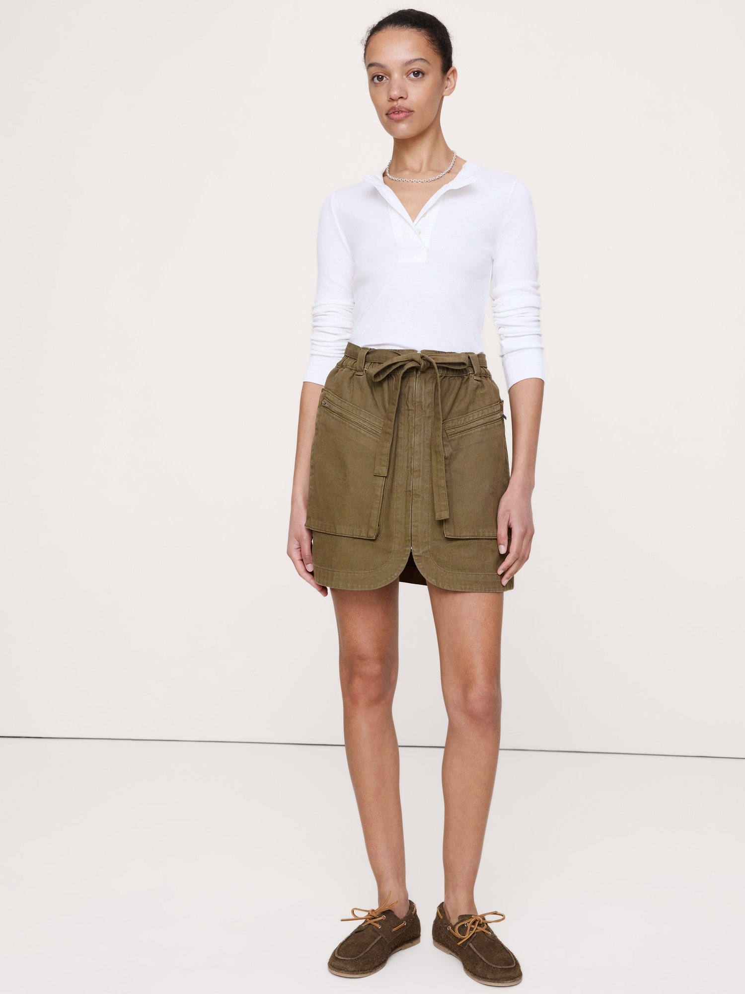 Image number 1 showing, Cotton Utility Mini Skirt