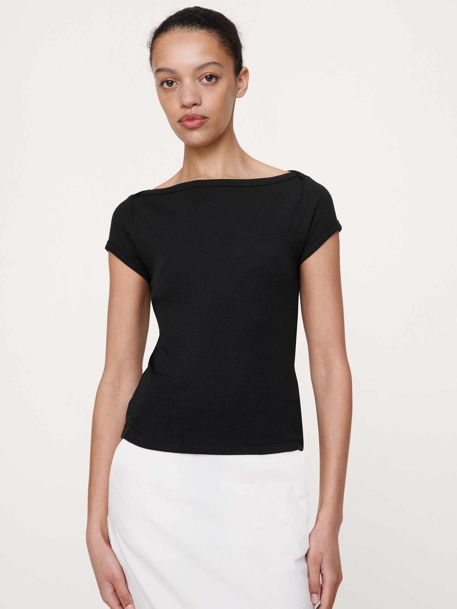 Image number 1 showing, Ribbed Boatneck Top