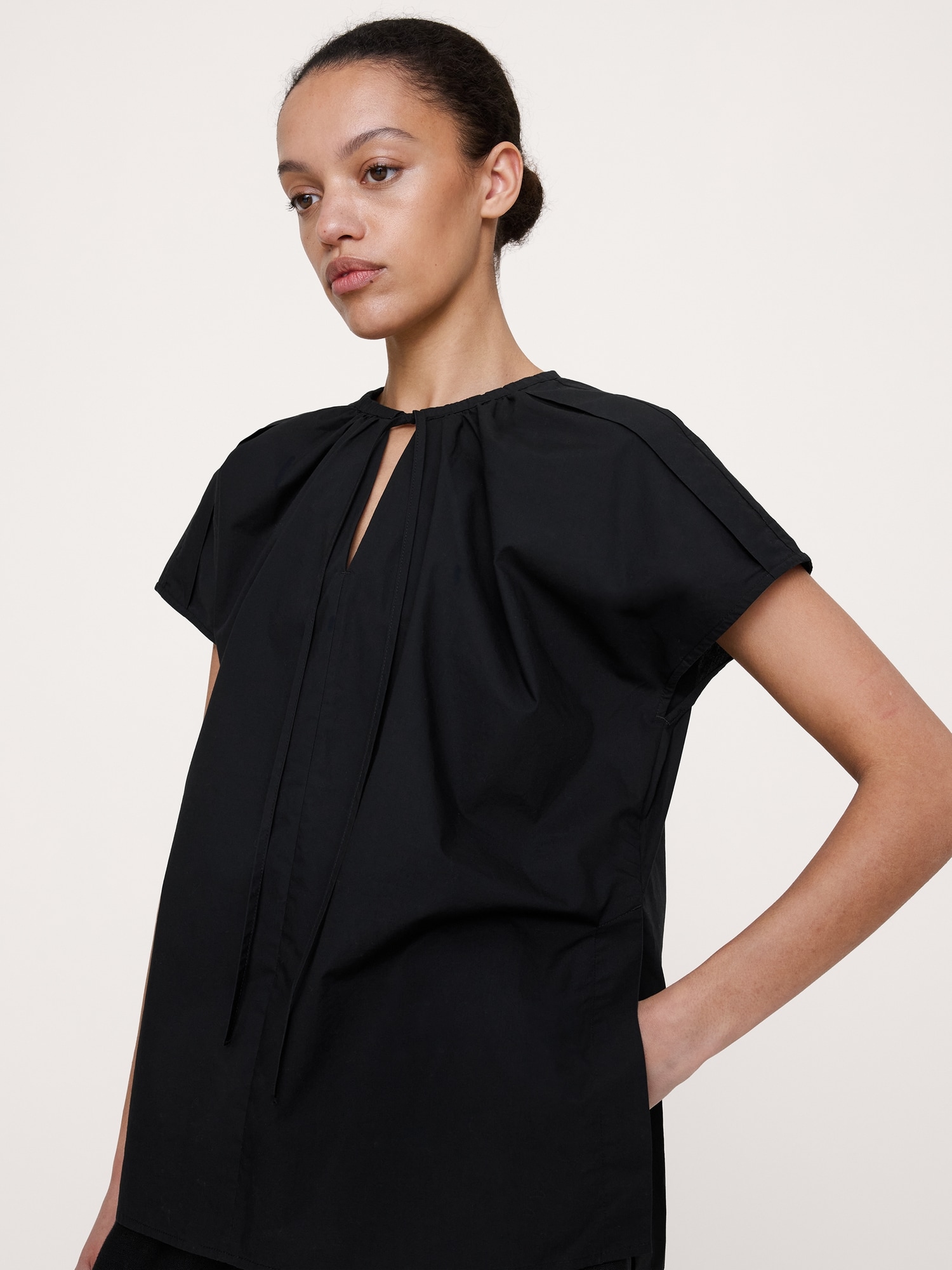 Image number 3 showing, Cotton Poplin Split-Neck Tunic