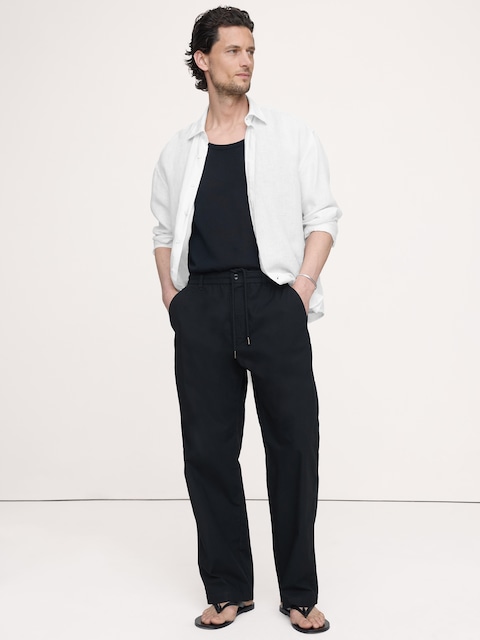 PANTALON ESCALE DÉCONTRACTÉ EN COTON À TAILLE EXTENSIBLE