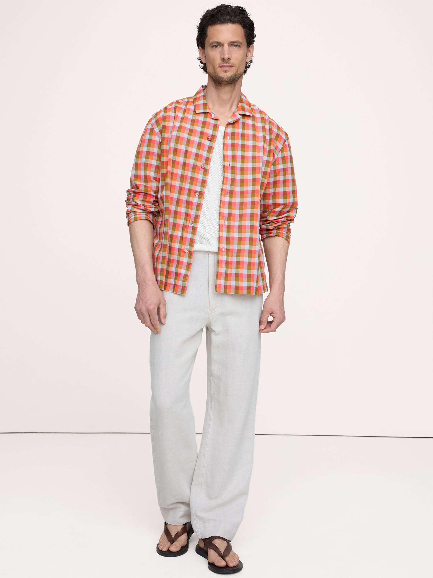 Image number 1 showing, Relaxed-Fit Lightweight Cotton Long-Sleeve Resort Shirt