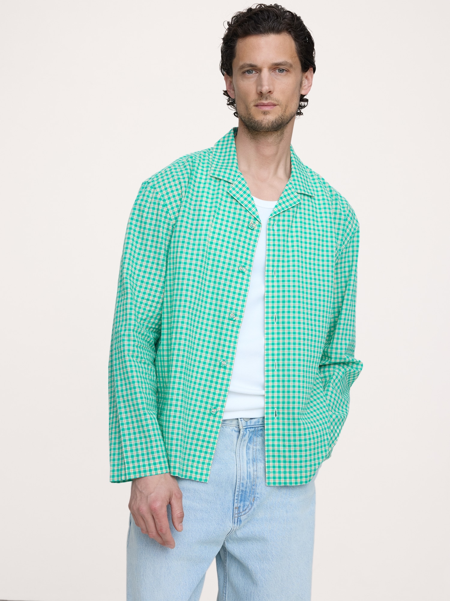Image number 1 showing, Relaxed-Fit Lightweight Cotton Long-Sleeve Resort Shirt