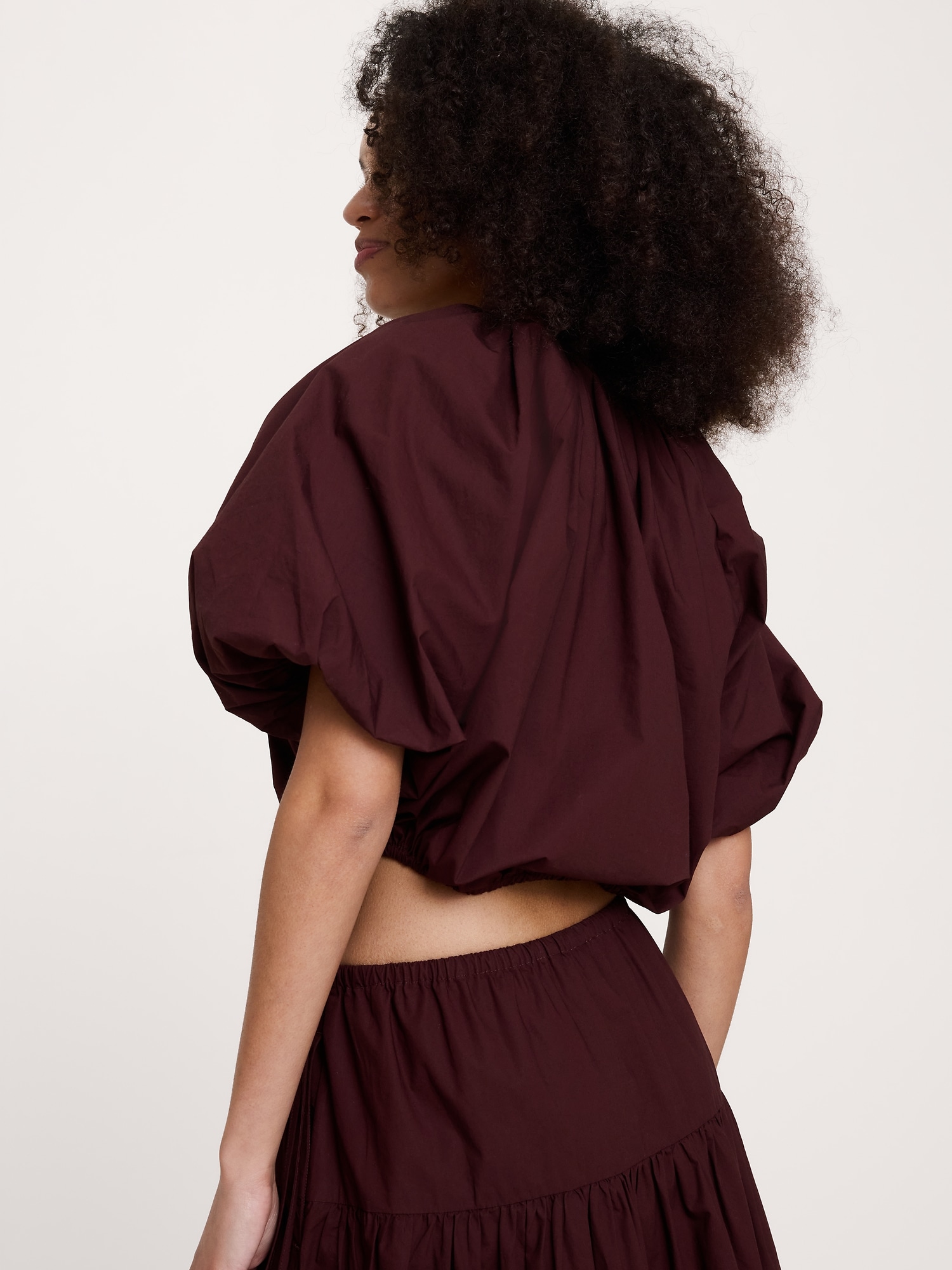 Image number 3 showing, Cotton Poplin Bubble-Hem Cropped Top