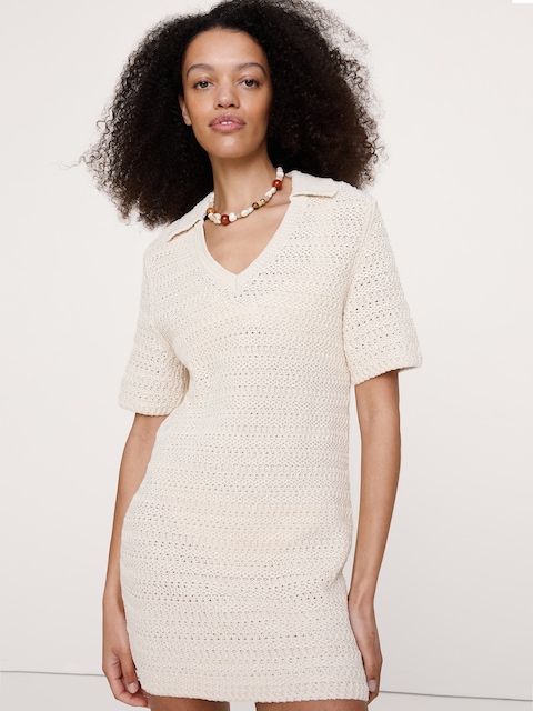 ROBE-CHANDAIL COURTE EN COTON CROCHETÉ