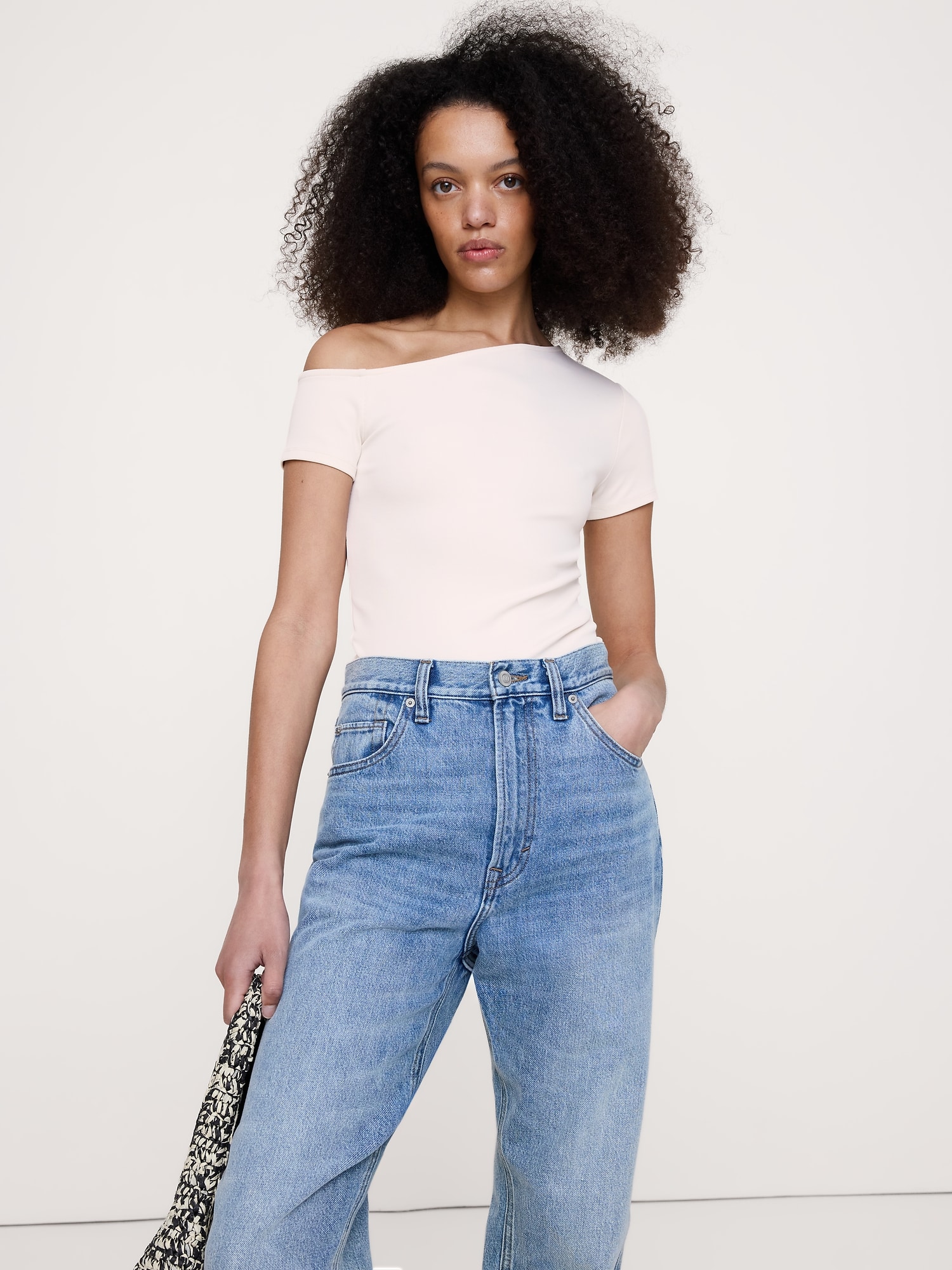 Image number 1 showing, Sculpted-Stretch Off-Shoulder Top