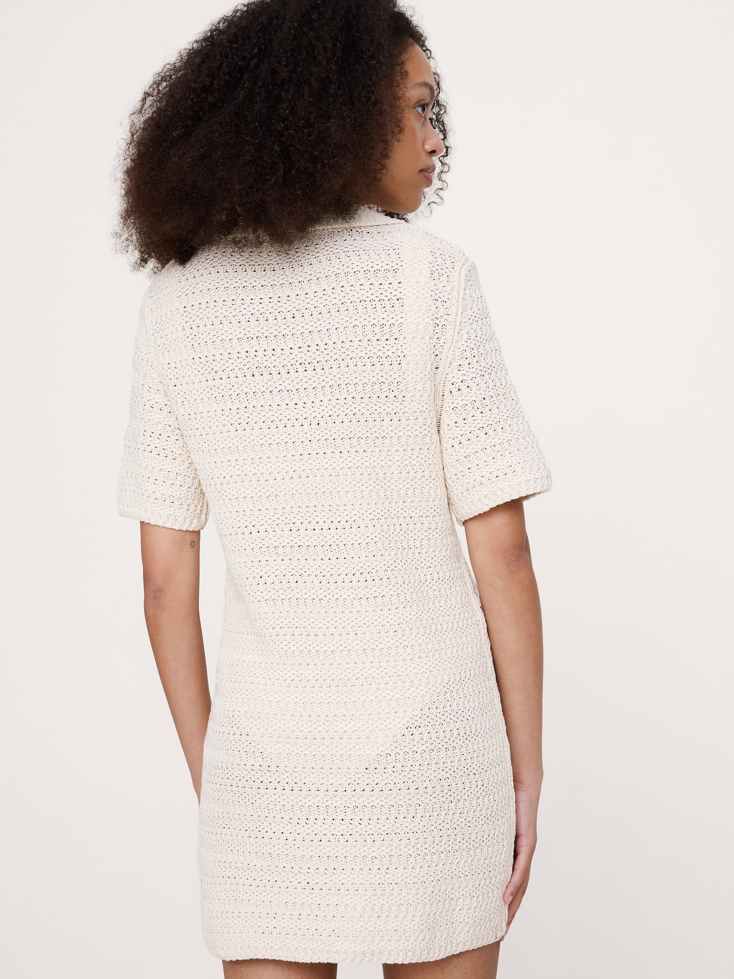 Image number 3 showing, Cotton Crochet Mini Sweater Dress