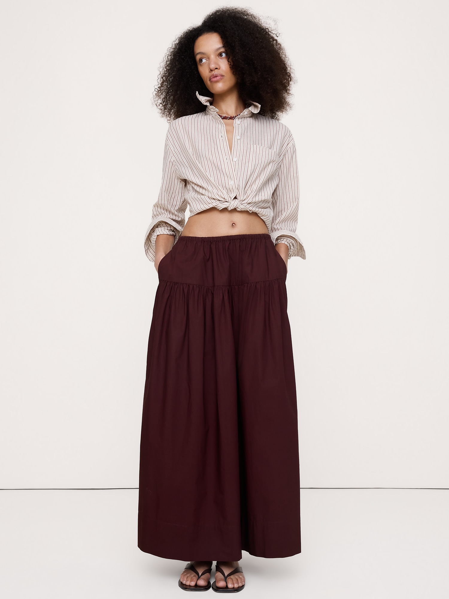 Image number 2 showing, Tiered Cotton Poplin Maxi Skirt